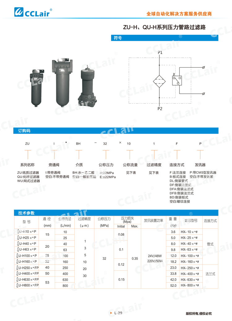 ZU-H、QU-H系列壓力管路過(guò)濾器-1